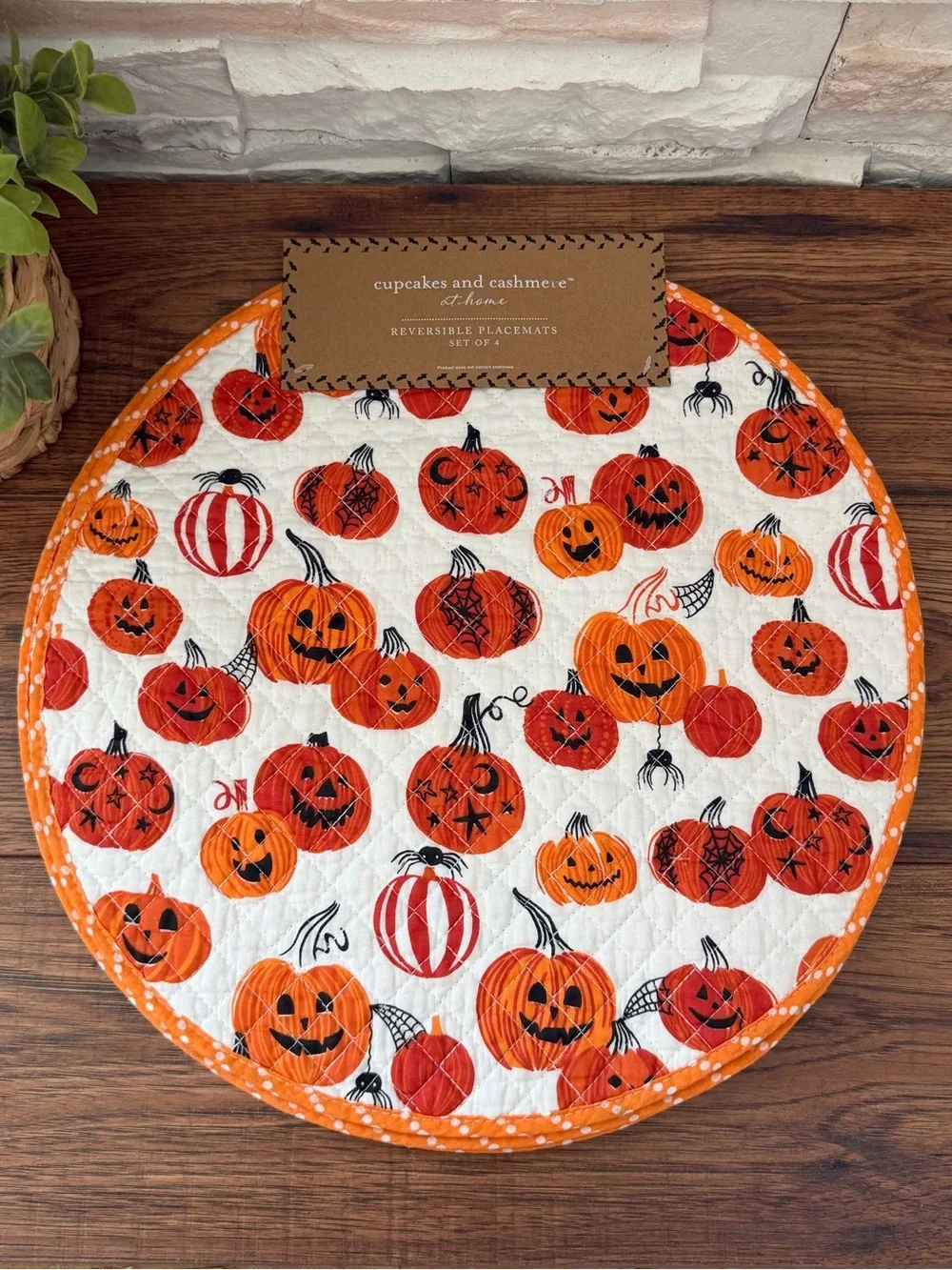 🆕 Cupcakes and Cashmere | 🎃 Halloween Reversible Round Placemats - Set of 4.